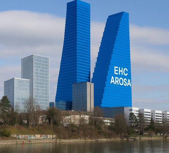 EHC Arosa liegt vor dem EHC Basel (Foto: Wikipedia/Grafik: zweiteliga.org).